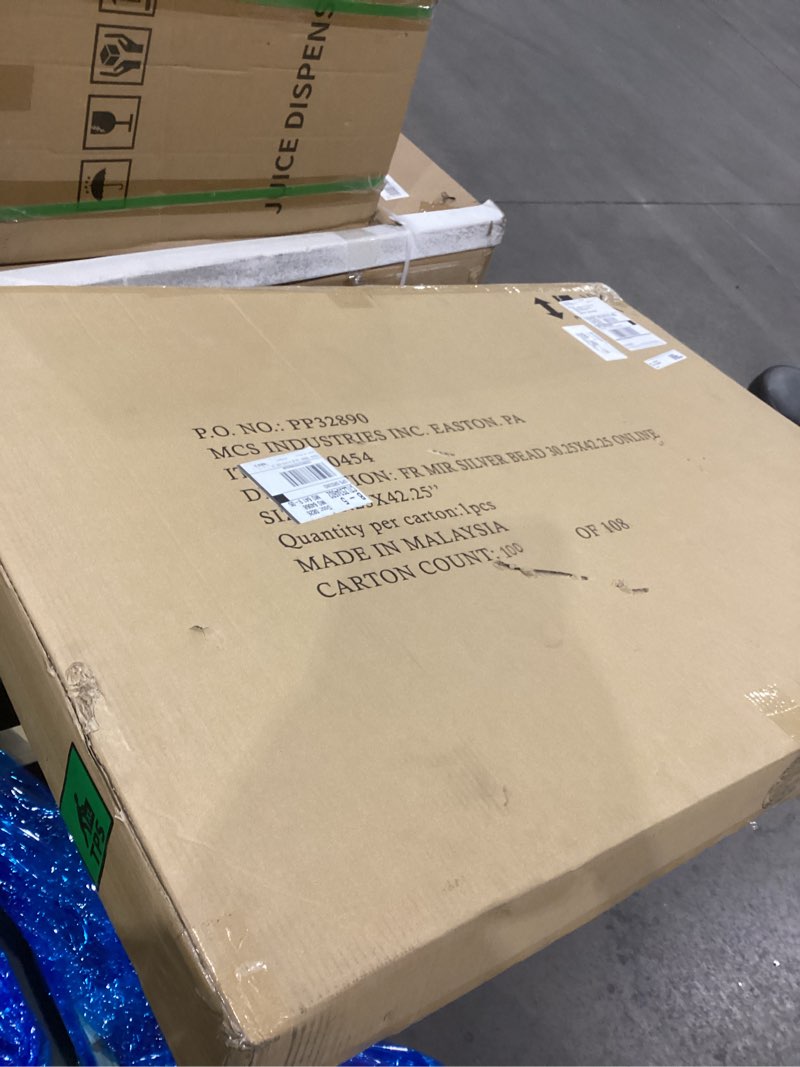 Condition photo showing New/Like New for MCS 24x36 Large Wall Mirror, Silver Mirror with Beaded Detail, Vertical & Horizontal Wall Hanging Mirror for Bathroom, Bedroom & Livingroom Silver 42.3"L x 30.3"W Rectangle - Beaded