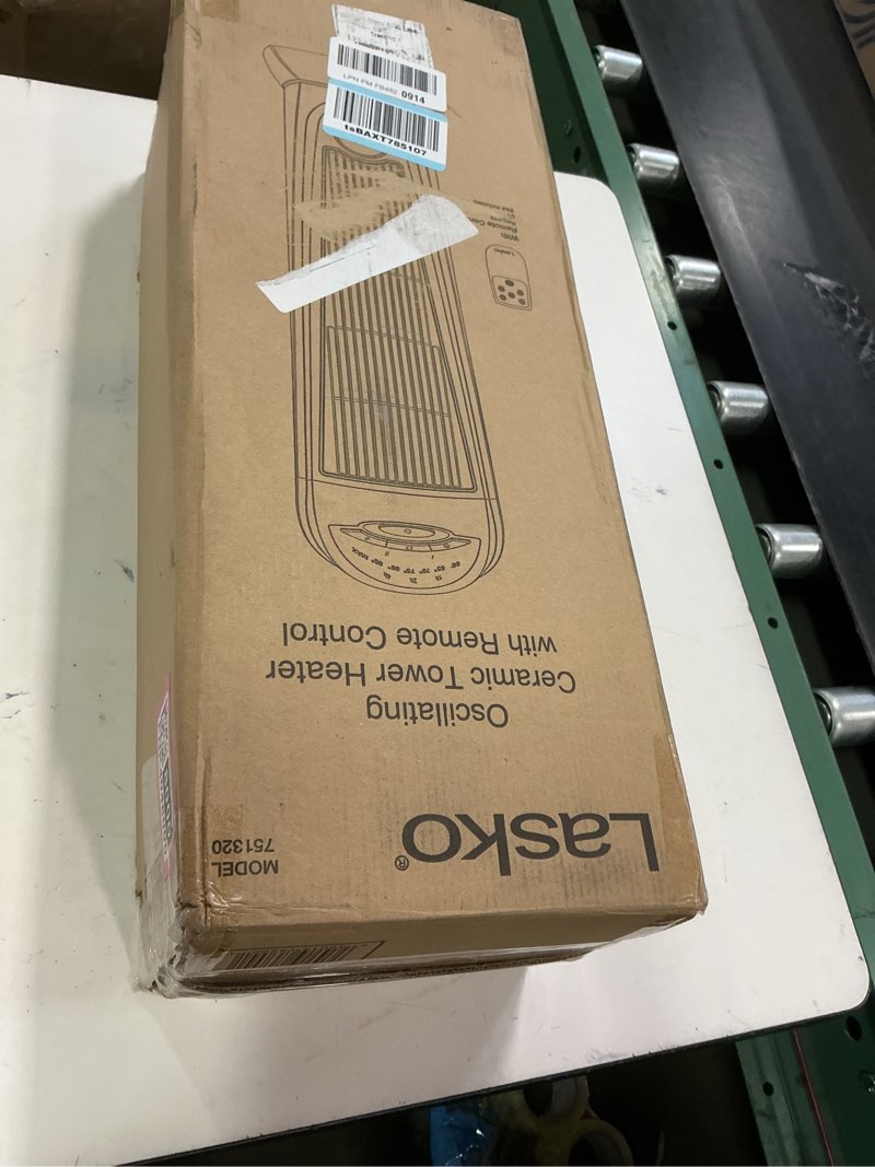 Condition photo showing Good Condition for Lasko Tower Space Heater Indoor, Compact Electric Heaters for Indoor Use, Small Space Heater with Remote, Ideal Lasko Space Heaters for Indoor Use, 22.5 Inches, Grey/Black, 1500W, 751320 Grey/Black Heater