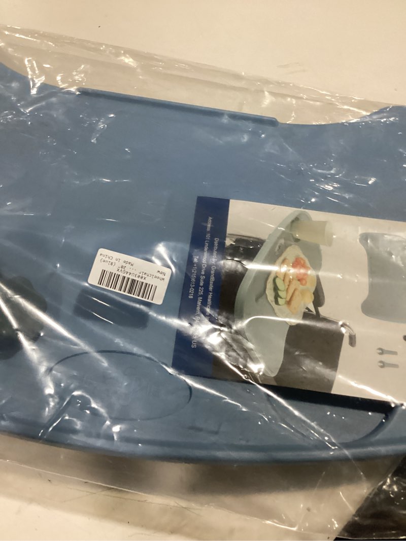 Condition photo showing Good Condition for Wheelchair Tray Table - Removable Wheelchair Desk Lap Board Eating Aid for Nursing Patient, Fits Wheelchair Arms of Distance 16" - 20" (Blue)