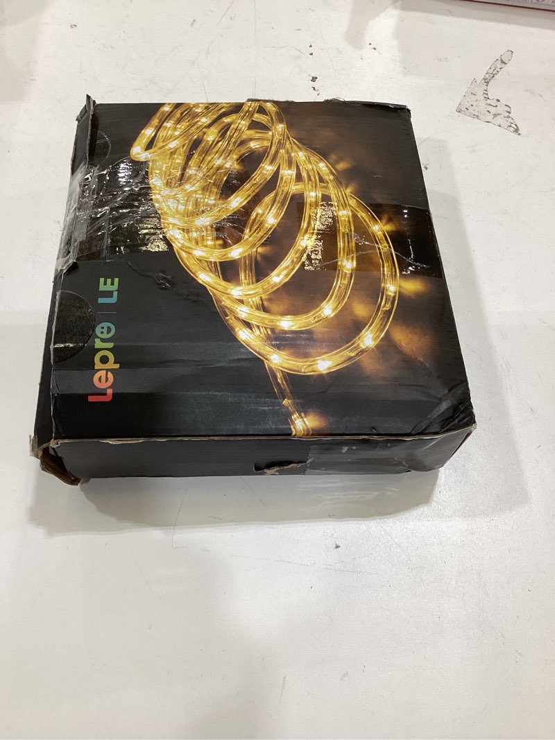 Condition photo showing As Is for wyzworks led extendable rope lights warm white 3/8\\\\\\\" | etl certified water resistant flexible accent holiday christmas xmas tree venue decoration indoor/outdoor lighting