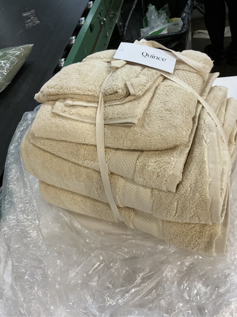 Condition photo showing Good Condition for quince turkish ultra plush bath towel bundle color is linen