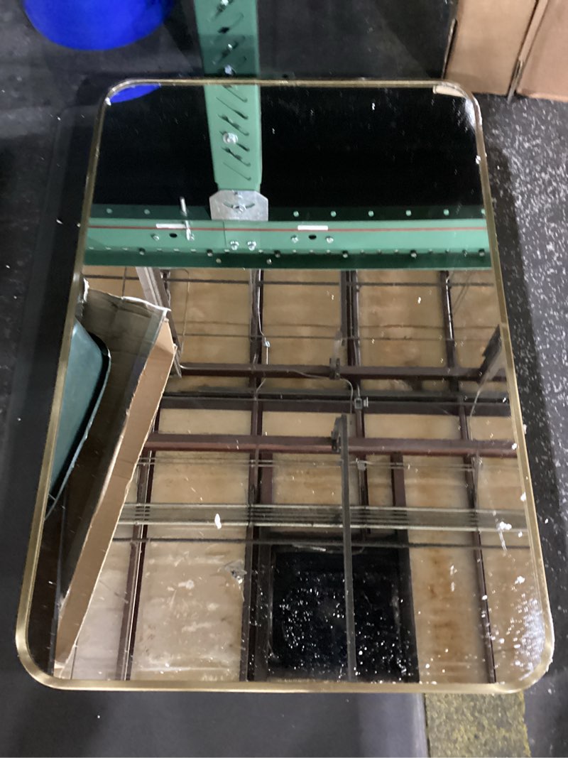 AGDULL Bathroom Wood Black Cabinet with 20''x30'' Brushed Gold Metal Frame Curved Mirror, Recessed M