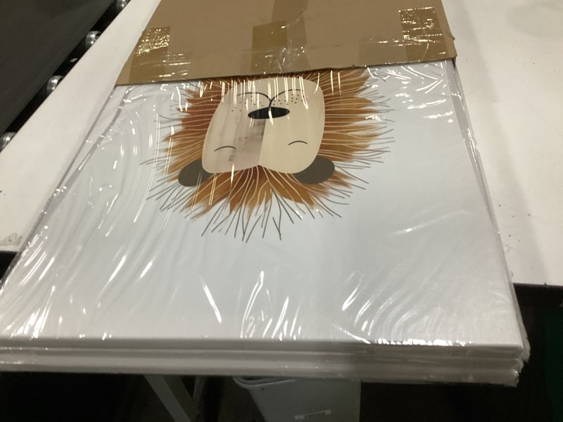Condition photo showing New/Like New for Safari Nursery Wall Art Baby Animal Canvas Wall Decor Cute Giraffe Lion Zebra Jungle Pictures Prints Posters for Baby Boy Girl Children's Room Bedroom Home Decorations 16x24inx3 Framed Animal 16"Wx24"H
