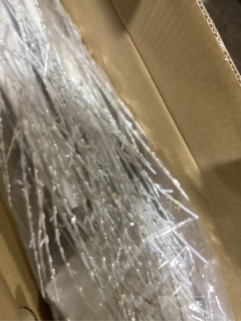 Condition photo showing As Is for Hairui Lighted Twig White Alpine Tree with Fairy Lights 6FT 810 LED for Indoor Outdoor Home and Christmas Holiday Decoration 6FT White Alpine Tree