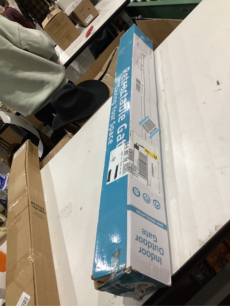 Condition photo showing New/Like New for Babepai Retractable Baby Gates Extra Wide | 55" Wide x 38" Tall Dog Gates for Stairs | Indoor/Outdoor Use | Child Gates for Doorways, Deck, Porch, Hallways, Patio - Gray A-grey 55" Wide x 38" Tall - Drilling