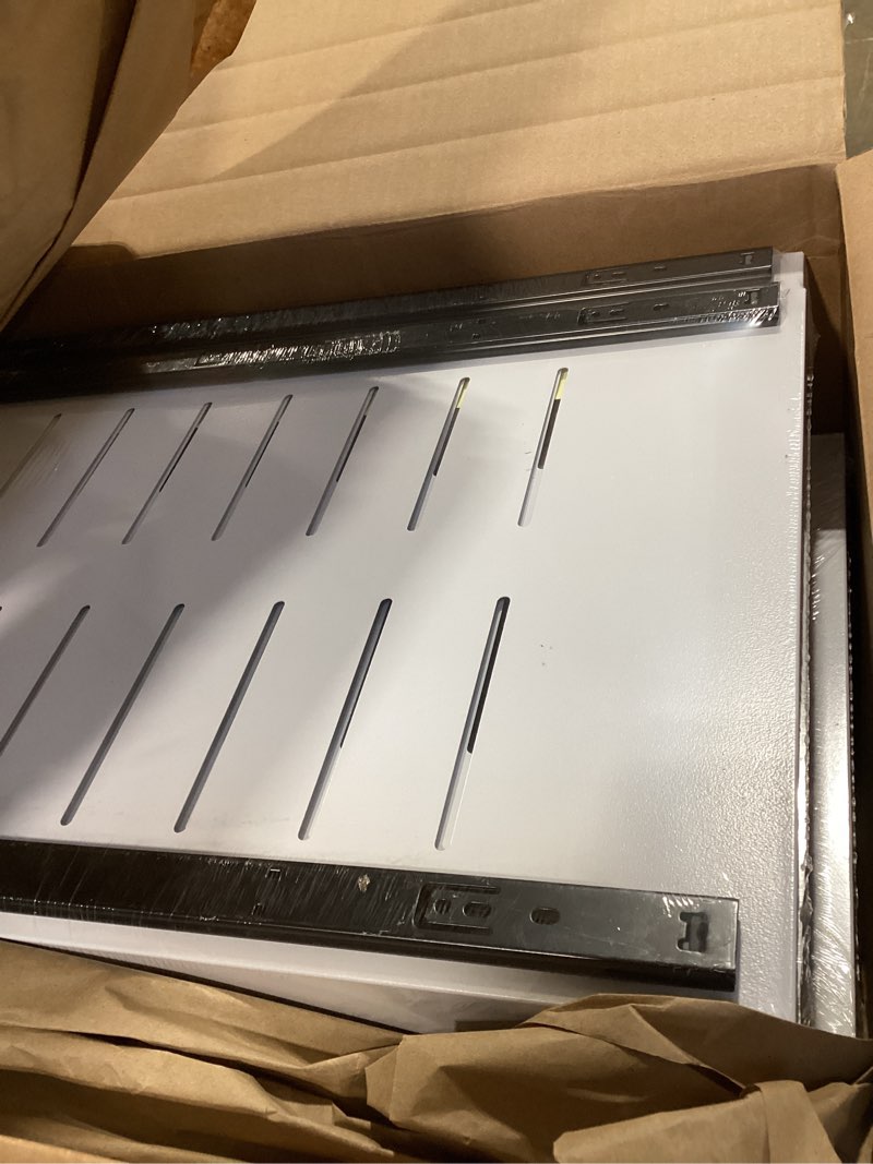 Condition photo showing New/Like New for 4 Pack Expandable Pull Out Cabinet Organizer 21"Deep With Raising Pad for Framed Cabinets,Upgrade 3 Slide Rails Slide Out Drawers,No Drill Roll Out Shelves,Adjustable Width 15.1"-26.3" White White 21"D x 15.1"-26.3"W(4Pack)