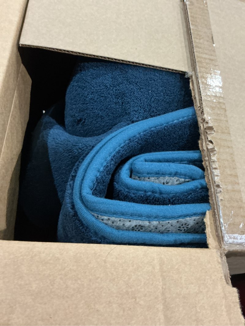 Condition photo showing Good Condition for amearea large modern area rugs for bedroom living room, 5x8 feet navy blue thickened memory foam rug, fluffy indoor washable rugs non slip minimalist carpet for boys girls dorm nursery room decor 5' x 8' (rectangular) navy blue