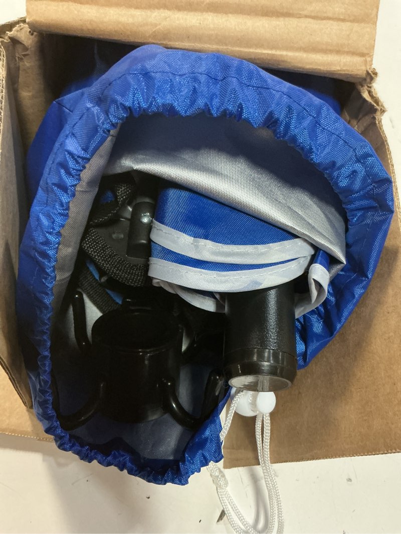 Condition photo showing Good Condition for homedemo 7ft beach umbrella with table & anchor, heavy duty windproof with upf 50+ sun protection, outdoor umbrellas with adjustable aluminum pole sapphire blue 7ft- table