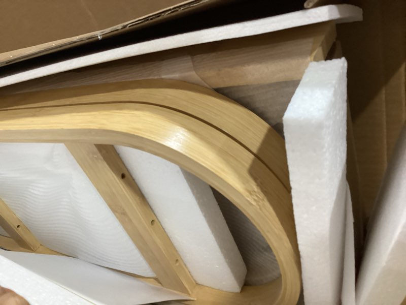 Condition photo showing Good Condition for spirich over the toilet storage shelf, 3-tier over toilet bathroom organizer, space-saving above toilet storage shelf rack with bamboo frame white