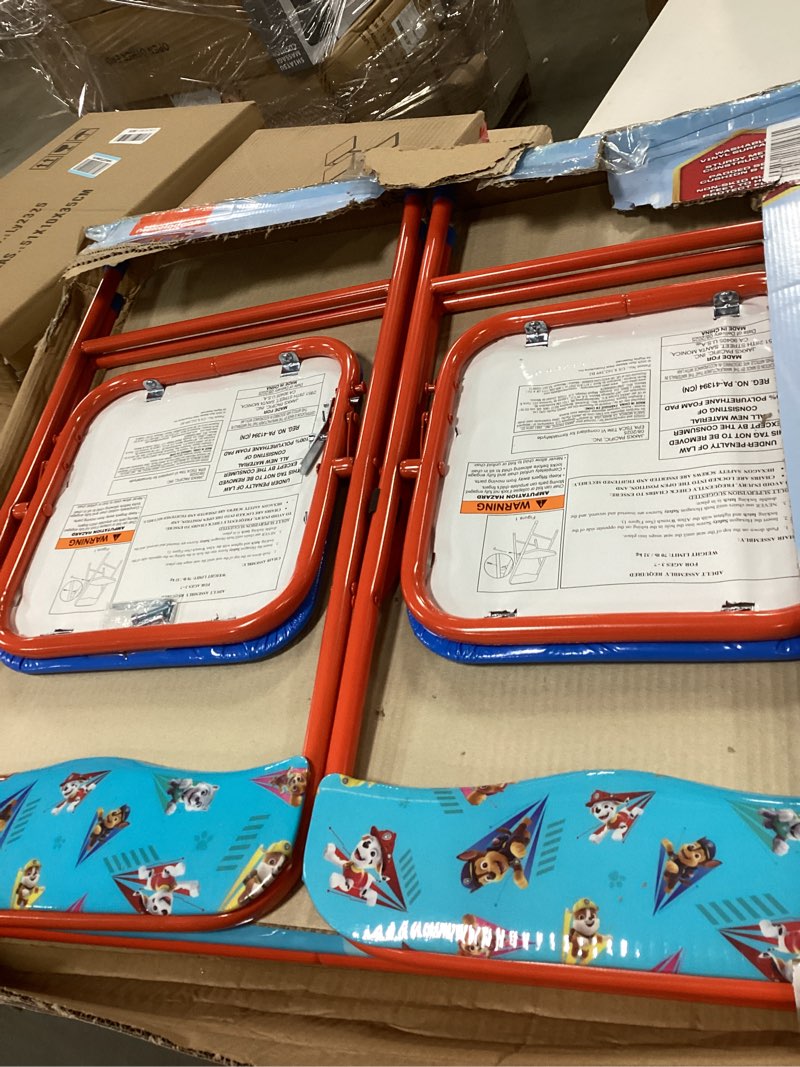Condition photo showing Good Condition for Paw Patrol Kids Table & Chairs Set for Kid and Toddler 36 Months Up to 7 Years, Includes: 1 Table (24" L x 24" W x 20" H), 2 Chairs (13" L x 13.5" W x 21" H) Weight Limit: 70 lb