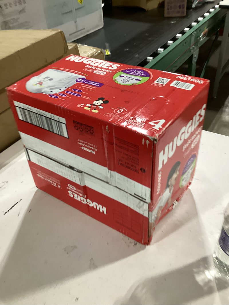 Condition photo showing New/Like New for Huggies Size 4 Baby Diapers, Little Movers HuggFit 360° Baby Diapers with 360° Waistband, Size 4 (22-37 lbs), 64 Count, Packaging May Vary Size 4 64