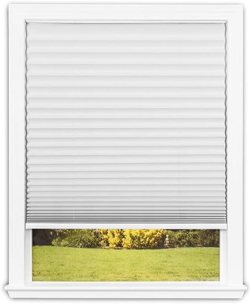 Redi Shade No Tools Easy Lift Trim-at-Home Cordless Pleated Light Filtering Fabric Shade White, 36" 