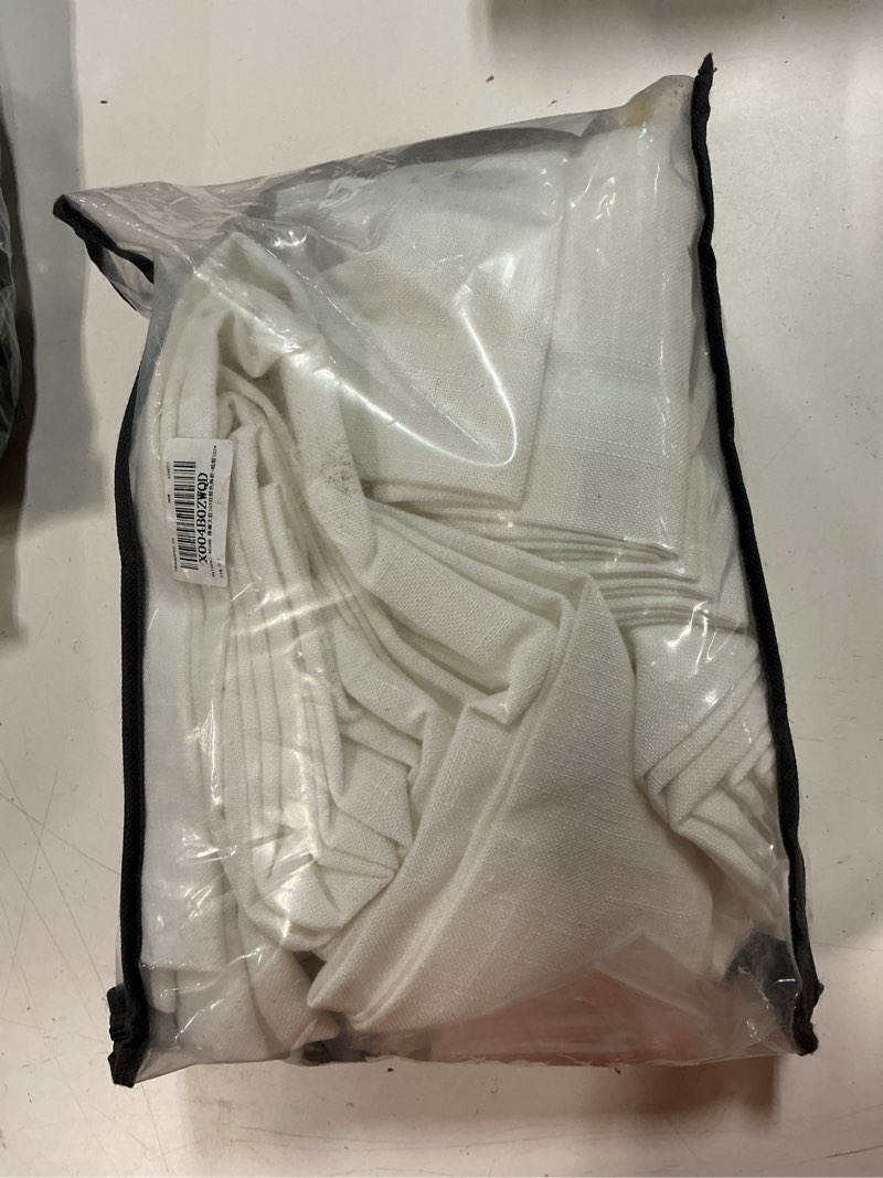 Condition photo showing New/Like New for neutral pinch pleated 86 inch curtains semi sheer linen blended light filtering window curtains 86 inches long for living room bedroom boho cream birch pinch pleat drapes rings hooks 2 panels set natural 40"w x 86"l (pack of 2)