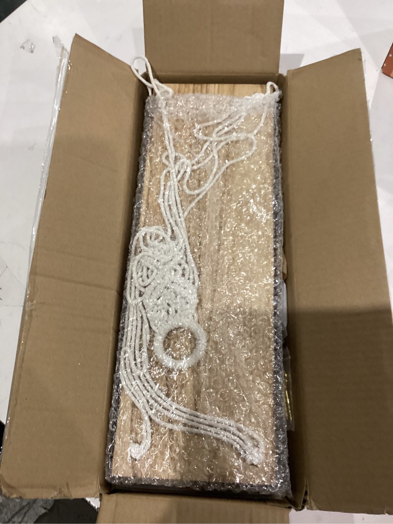 Condition photo showing Good Condition for Mkono Macrame Hanging Shelves Boho Wall Decor Set of 2 Rustic Wood Floating Storage Shelf for Bedroom Bathroom Living Room Nursery Dorm Room, Display Shelving for Hanging Plants Photos White 2