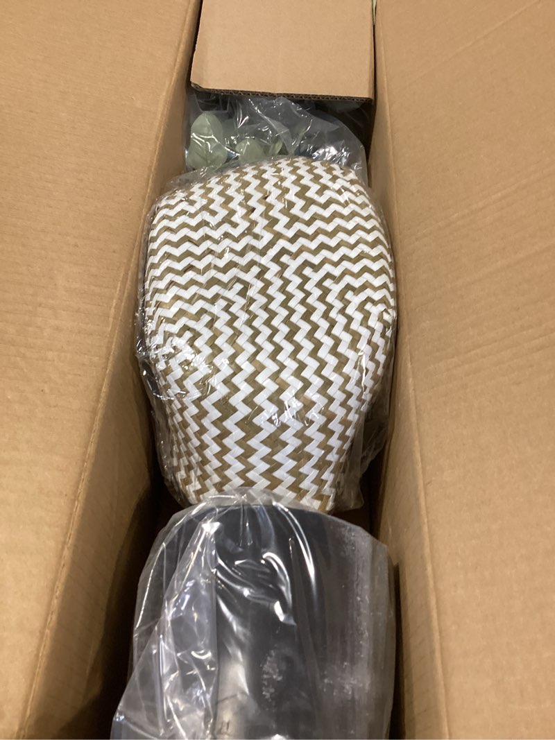 Condition photo showing Good Condition for Artificial Eucalyptus Tree, 4ft Tall Green Silk Leaves Perfect Faux Plant with Basket, Mordern Fake Eucalyptus Trees for Indoor Outdoor Home Office Livingroom Floor Décor