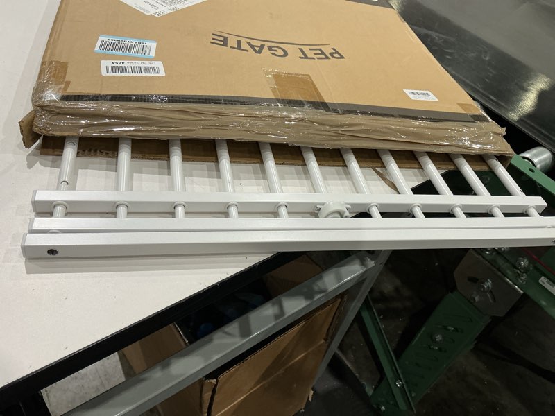 Condition photo showing Good Condition for malier indoor dog gate with door, 26-41" extra wide full metal pet gate short dog gate for stairs, pressure mount 24'' tall small puppy gate, easy step over low gate for doorways white 24''h × 26''- 41''w