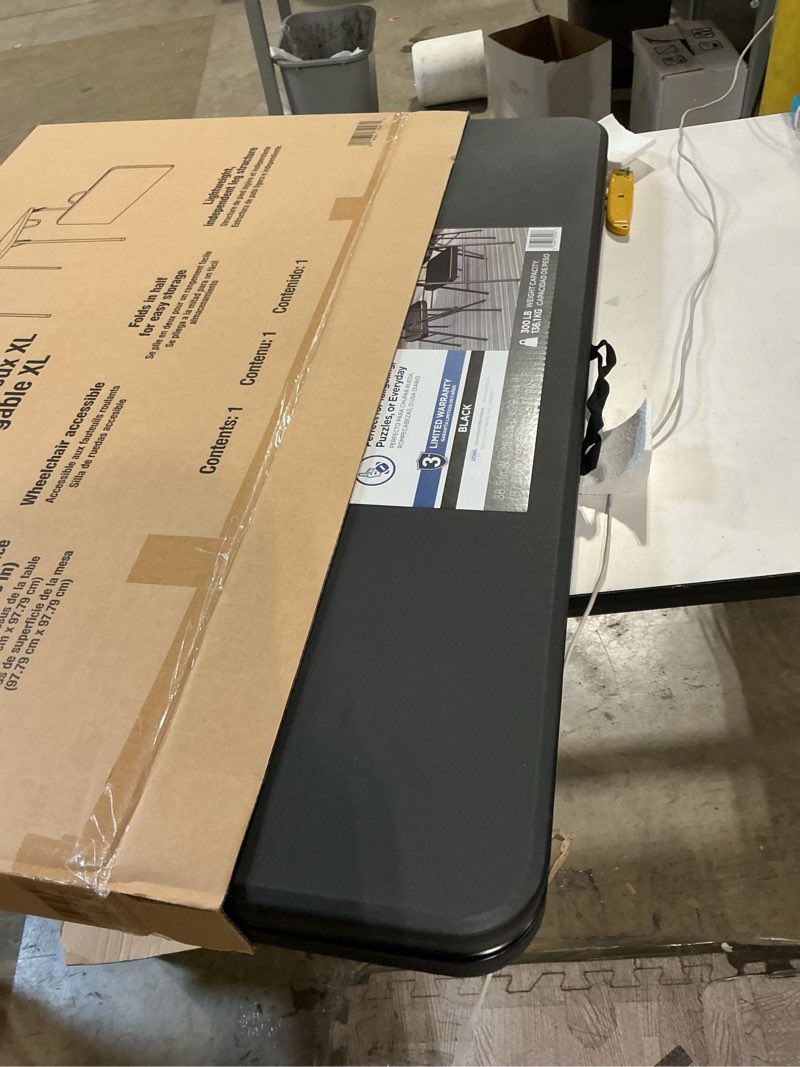 Condition photo showing Good Condition for coscoproducts cosco xl 38.5" fold-in-half card table w/handle, black, indoor & outdoor, wheelchair accessible