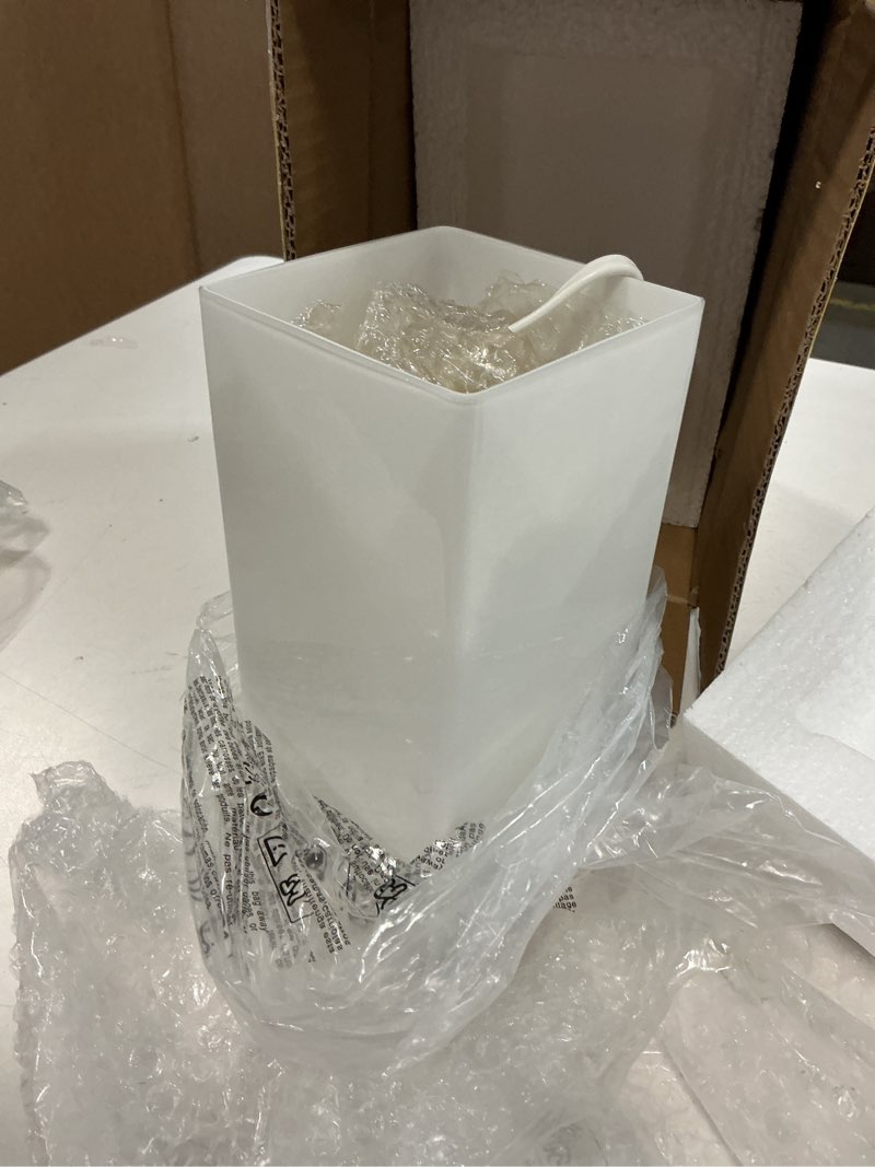 Condition photo showing Good Condition for 9 Inch Square Table Lamp with White Frosted Glass Shade Stylish Ball Light Lamp for Bedroom Living Room and Bookshelf Modern Design Perfect for Home Decor, Without Bulb
