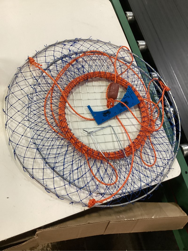 Condition photo showing Good Condition for palmyth wire grid bottom crab nets two ring crab kit with harness and bait clip 24” x 20” x 12”
