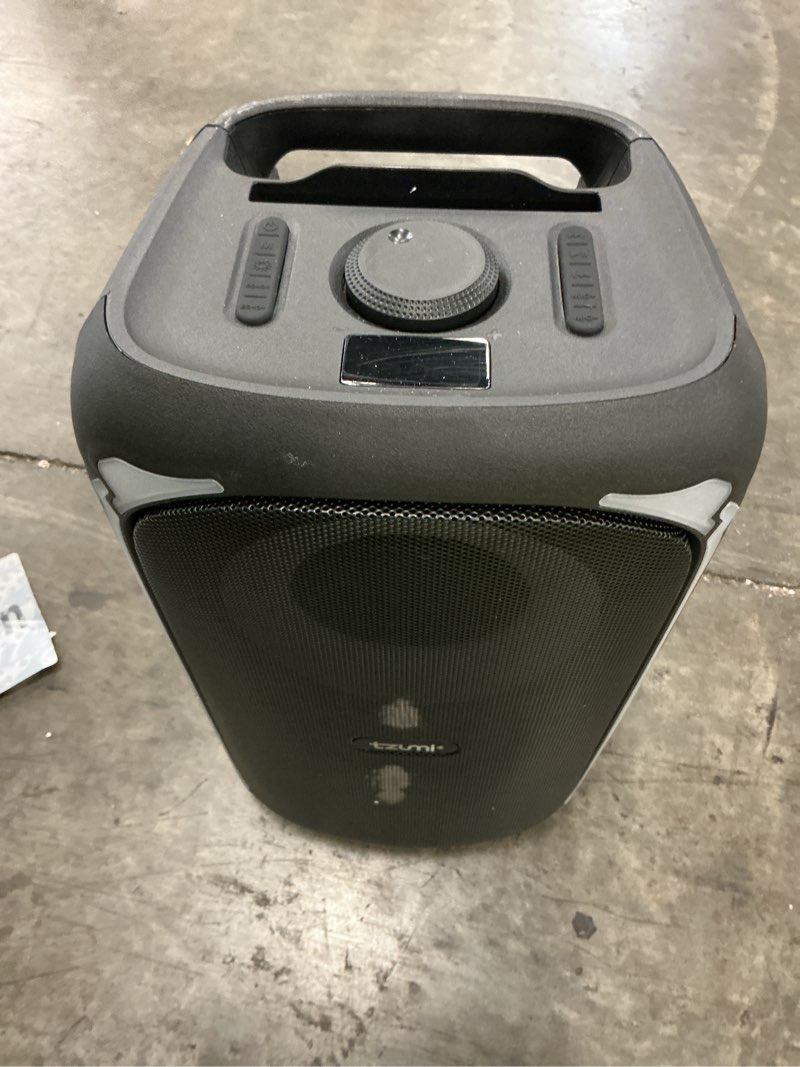 Condition photo showing As Is for tzumi super bass jobsite speaker