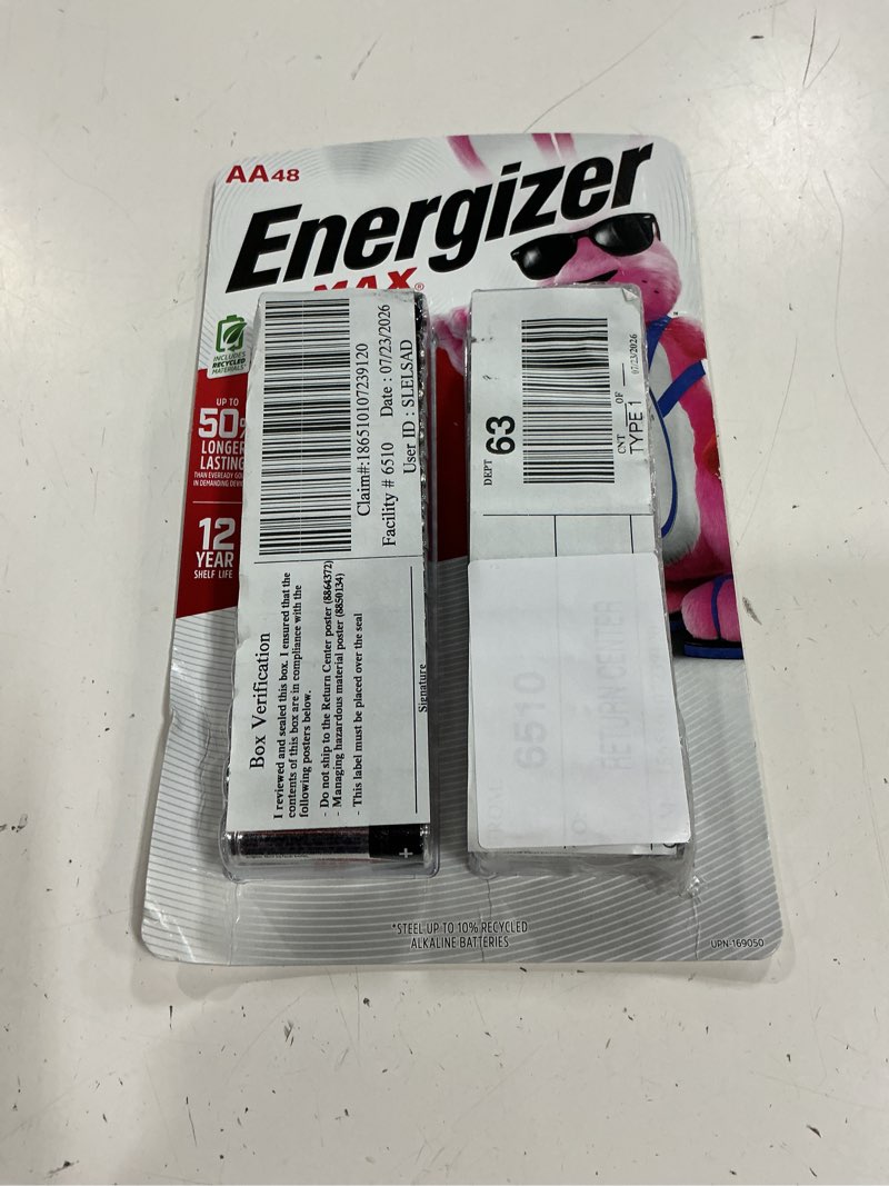 Condition photo showing New/Like New for energizer max aa batteries, 48 pk.