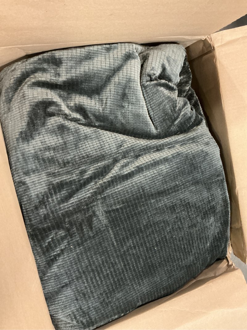 Condition photo showing As Is for ugg remina comforter set 5 piece bed in a bag with throw blanket, decorative pillow, shams, and reversible comforter hypoallergenic washable luxury warm fluffy bedding set, full/queen, charcoal grey