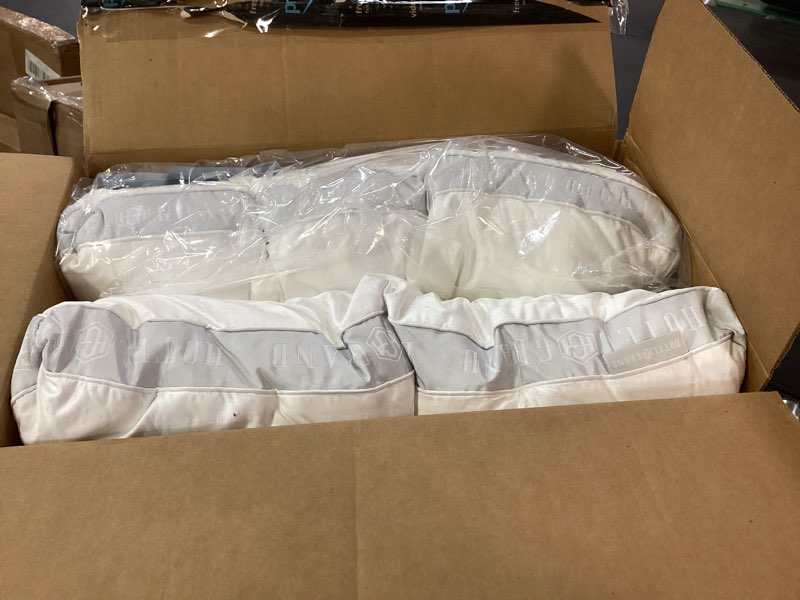 Condition photo showing As Is for Hotel Grand Bed Pillows Queen Size Set of 2, 500 Thread Count Cotton Cover, Down Alternative Hotel Pillow for Side, Back, or Stomach Sleepers, Medium Firm Hypoallergenic 18”x26”