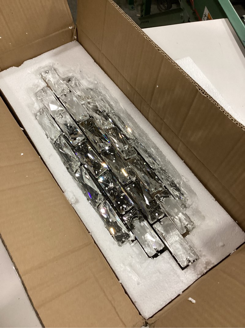 Condition photo showing Good Condition for KAIYUAN Modern Plug in Wall Sconce Crystal Wall Sconces Indoor Wall Lamp for Bedroom Chrome Light Fixture with Plug in Switch Vanity Wall Mount Lamps for Living Room Bedroom Bathroom Bedside Hallway