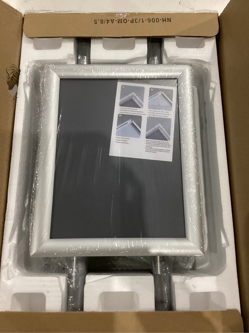 Condition photo showing Good Condition for Heavy Duty Pedestal Sign Holder for Display, 8.5 x 11 inches Adjustable Floor Standing Sign Holder with Weighted Base , Vertical and Horizontal View Sign Stand for Indoor/Outdoor Advertising?Silver Silver 8.5x11in