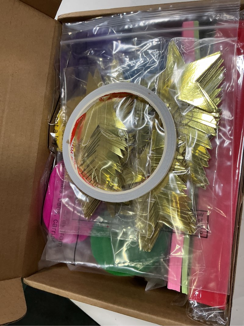 Condition photo showing New/Like New for frienda 300 sheets colorful paper chains strips and 492 ft crepe paper streamers, 52.8ft gold star garlands backdrop for wedding birthday party decorations diy crafts(rainbow,colorful) colorful rainbow