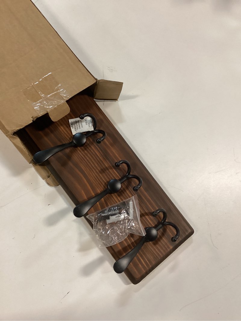 Condition photo showing As Is for Coat Rack Wall Mount, Wooden Heavy Duty Coat Rack for Wall,8 Triple Coat Hanger Hooks for Hanging Coats,Jacket,Hat,Clothes (Brown, 8 Hooks) 8 Hooks Brown