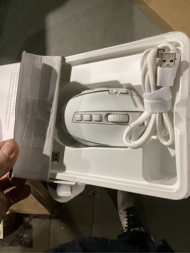 Condition photo showing As Is for Redragon M612 Predator RGB Gaming Mouse, 8000 DPI Wired Optical Mouse with 11 Programmable Buttons & 5 Backlit Modes, Software Supports DIY Keybinds Rapid Fire Button, White White Wired