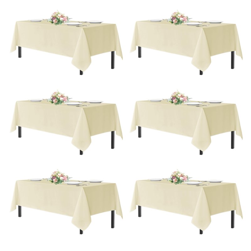 sancua rectangle tablecloths for 6 foot tables, 6 pack - washable polyester fabric table cloth for w