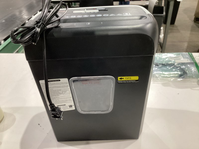 Condition photo showing Good Condition for bonsaii paper shredder for home use, 3.4 gal wastebasket, 6 sheet crosscut paper credit cards, staples, and clips shredder for home office use, portable handle design (c237-b new version) black 5x14mm particlecut