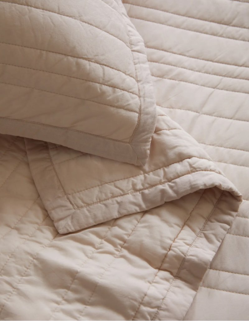 quince organic cotton stripe stitch quilt set of 3 pieces sand king 