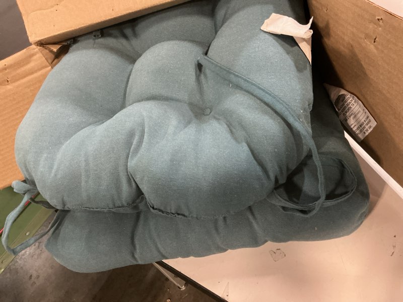 Condition photo showing As Is for Blazing Needles Solid Twill U-Shaped Tufted Chair Cushions (Set of 2), 16", Indigo