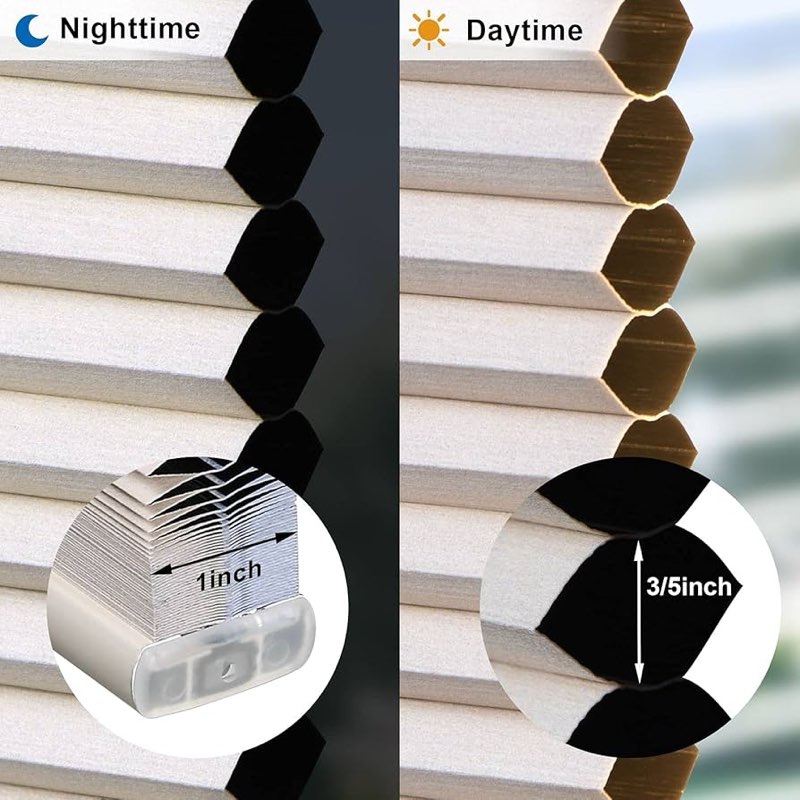 LazBlinds Cordless Cellular Shades, Blackout Privacy Light Blocking Honeycomb Shade Pleated Blinds f