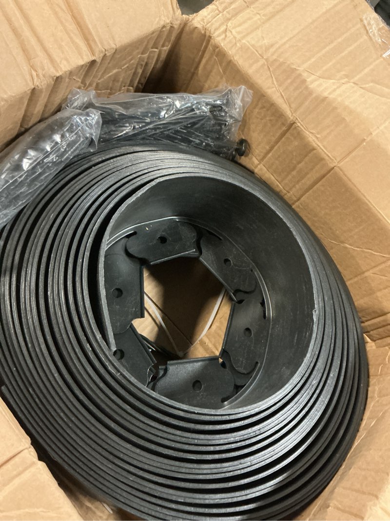 Condition photo showing As Is for landscape edging 33ft,garden edging borders [extra tall 4in high] flexible lawn edging kit with total 50pcs stakes,plastic fence edge diy for yard,tree,flowerbeds,landscaping,grass -black black 4in x 33 ft