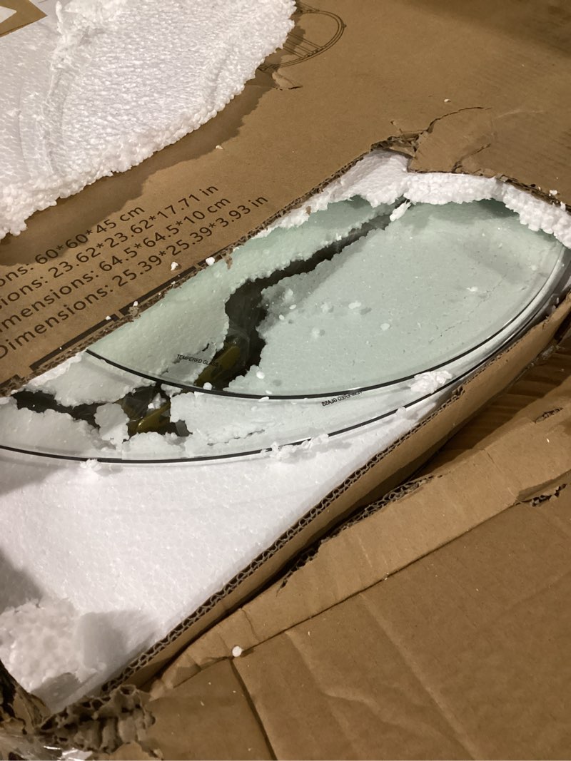 Condition photo showing Good Condition for Garden 4 you Nesting Coffee Table, 23.6" Round Coffee Table Set of 2, Glass Nesting Table with Metal Frame, Ceter Tables for Living Room Bedroom Balcony, Gold