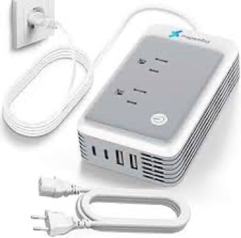 220V to 110V Voltage Converter US to Europe for Curling Iron and Hair Straighteners, Power Converter for European Travel Plug Adapter with 2 USB A & 2 USB C Ports (Type C-Europe