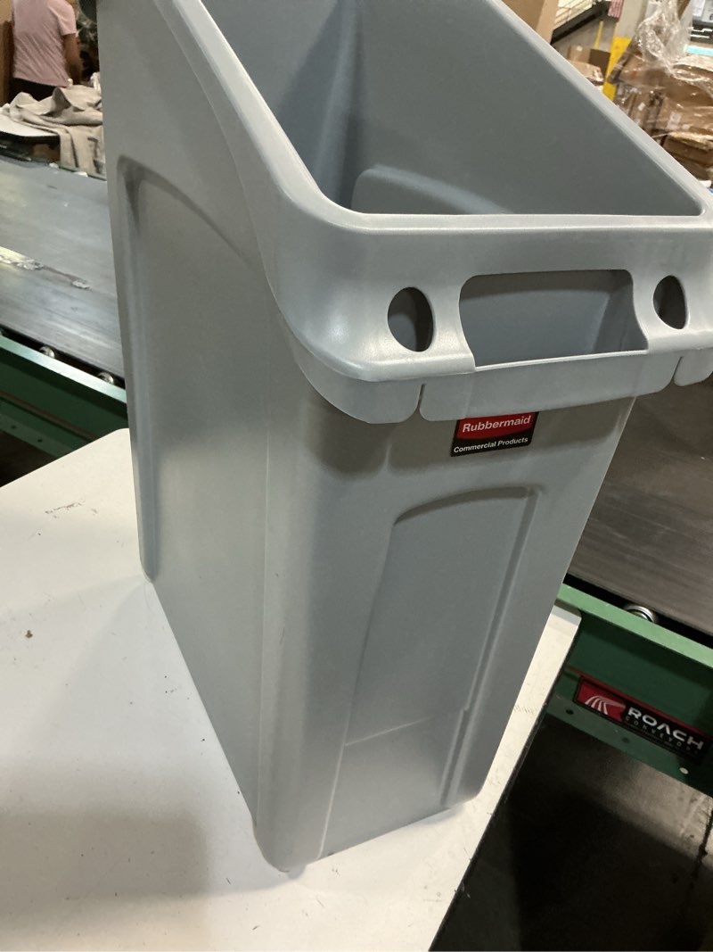 Condition photo showing Good Condition for rubbermaid commercial products slim jim under-counter trash can with venting channels 13-gallon gray fits under desk/cabinet/sink pack of 1
