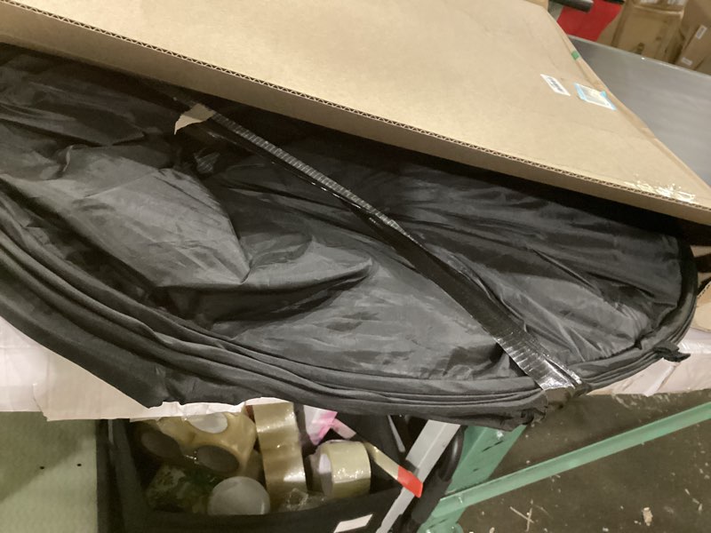 Condition photo showing As Is for wolfwise pop up shower tent for camping essentials, portable instant changing tent with ventilation window & carry bag, privacy dressing room bathroom toilet for beach & outdoor, standard, black black standard: 6'3" h, 39.4" w