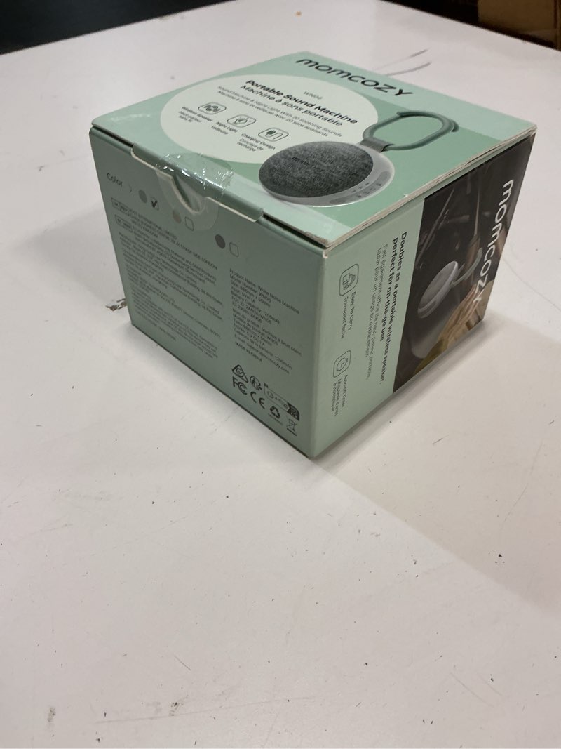 Condition photo showing New/Like New for momcozy portable sound machine with night light, white noise sound machine for baby, 20 soothing sounds, sound therapy, long-lasting power, timer, clips on stroller, baby shower gifts