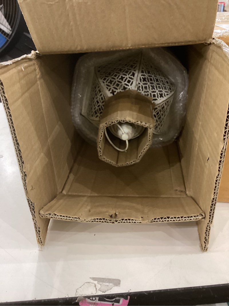 Condition photo showing New/Like New for JHY DESIGN Set of 2 Decorative Candle Lanterns 22"&17" H Outdoor Vintage Metal Candle Holder for Garden Living Room Indoor Parties Weddings Patio Home Decor(White with Gold Brush)