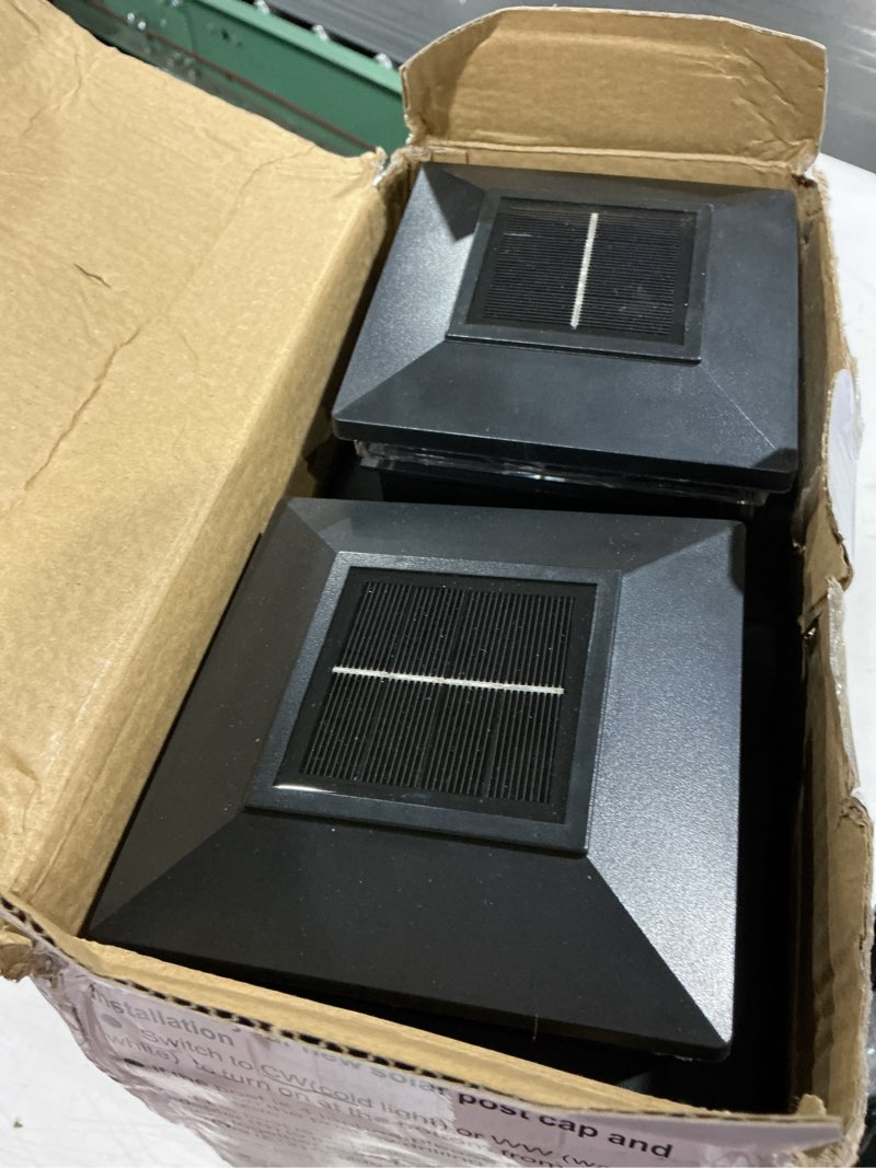 Condition photo showing Good Condition for solar post cap lights 12 pack, fence post solar lights, warm white/cool white lighting, black waterproof outdoor post lights for garden patio porch, 4x4, 5x5 or 6x6 vinyl/wooden posts