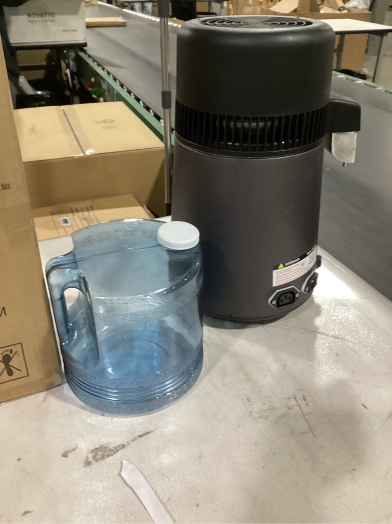 Condition photo showing As Is for **AS IS**ROVSUN 1.1 Gallon/4L Water Distiller, Countertop Distilled Water Machine with BPA-Free Container, Distilled Water Maker Purifier with Flame-Retardant Material & Stainless Steel Interior, 750W, Black 4L-Gray