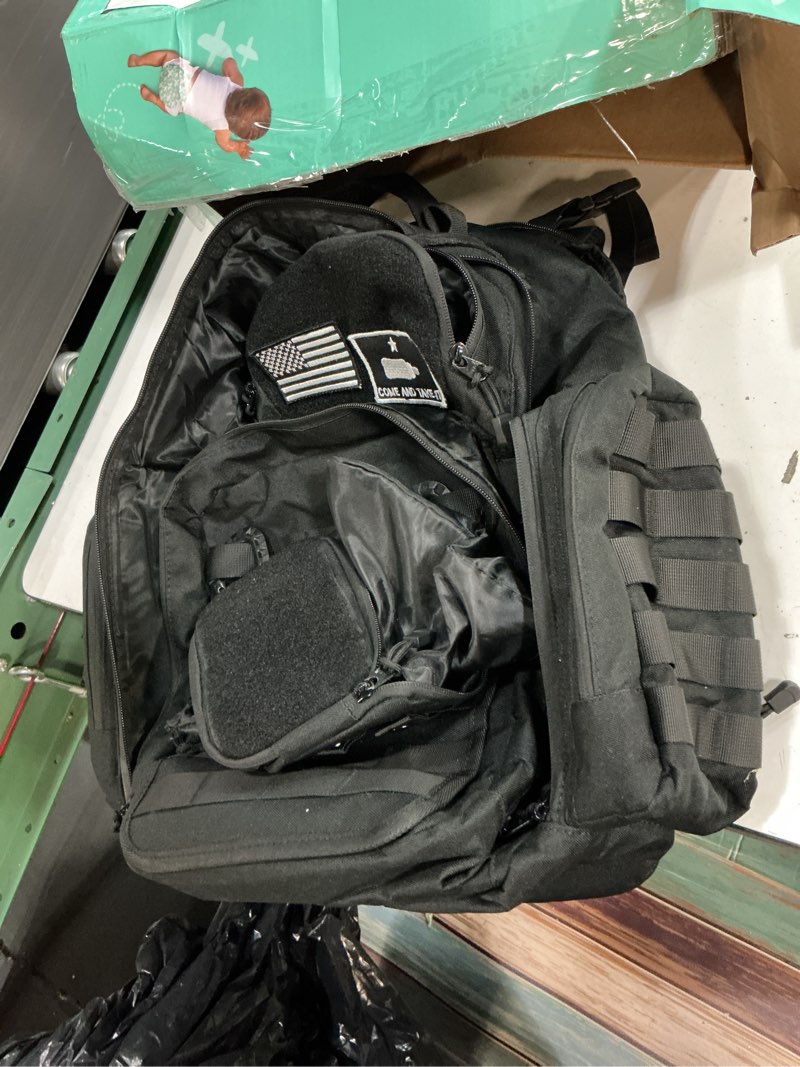 Condition photo showing As Is for dad diaper bag - molle-style military diaper backpack made of rugged 900d waterproof polyester with wider extra-long straps, pouch for dirty diapers, baby wipes dispenser & insulated bottle pockets