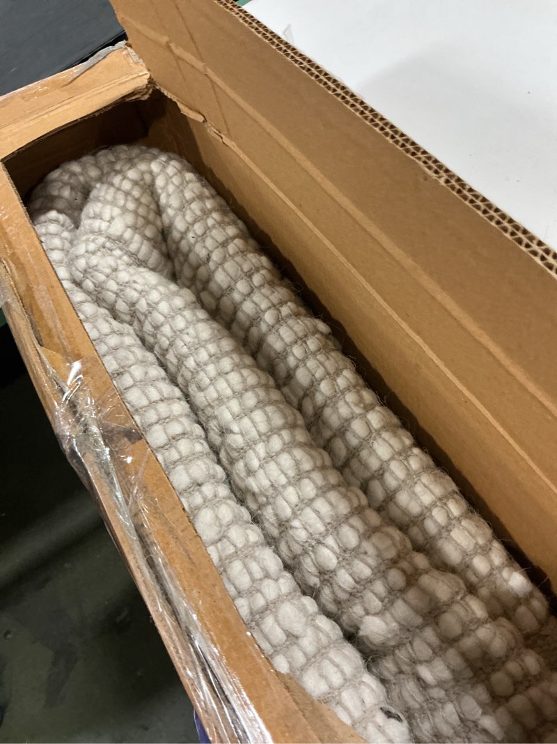 Condition photo showing As Is for S & L Homes Wool Cotton Hand Woven Chunky Knit Popcorn Rug - Ivory Contemporary Area Rug for Living Room Bedroom (6' x 9' - Ivory) Ivory 6' x 9' (Rectangular)