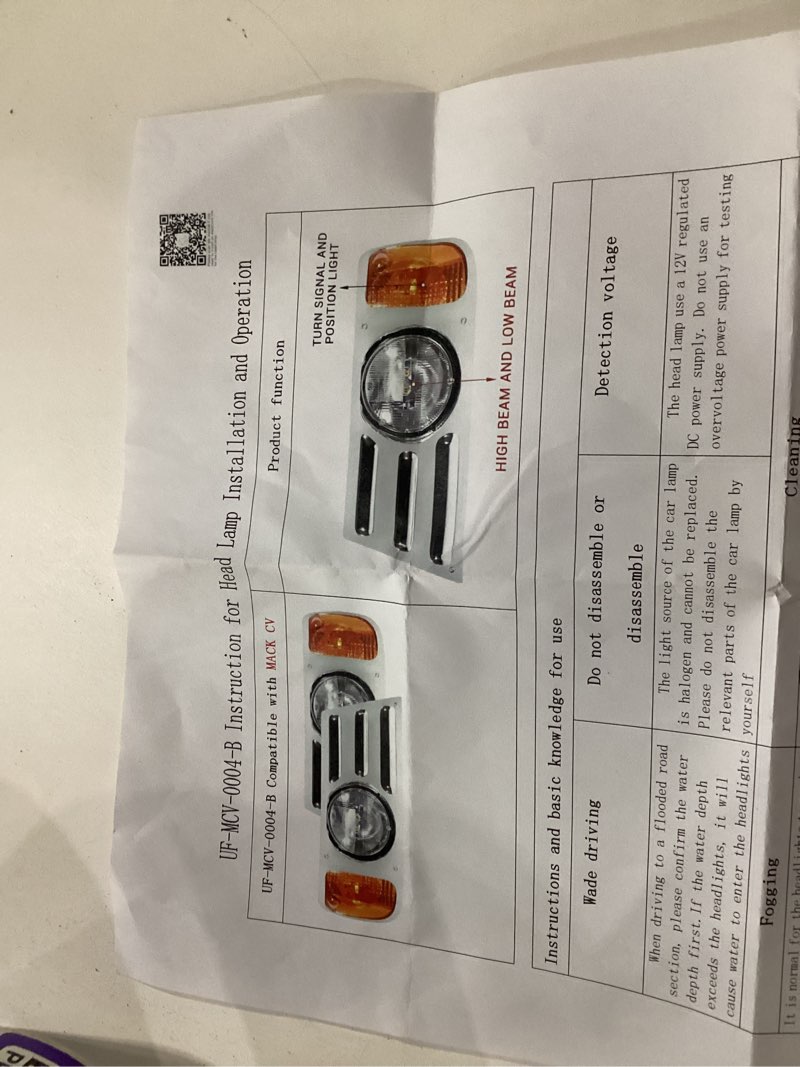 UF~MCV~0004~B head lamp for car