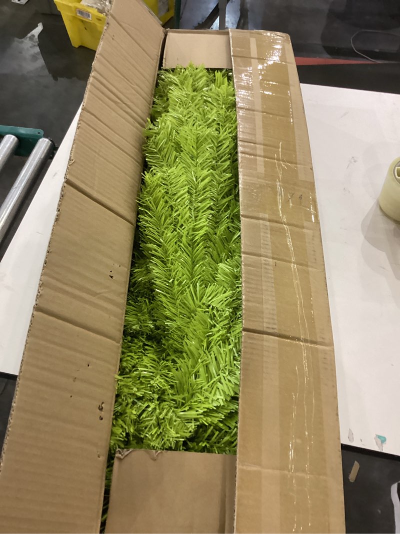 Condition photo showing New/Like New for 6FT Artificial Christmas Tree Lime Green Curved Top Whimsical Bendable Branches Set with Tree Skirt 24 Xmas Balls Ornaments LED Light for Indoor Outdoor Funny Party Holiday Xmas Home Decor